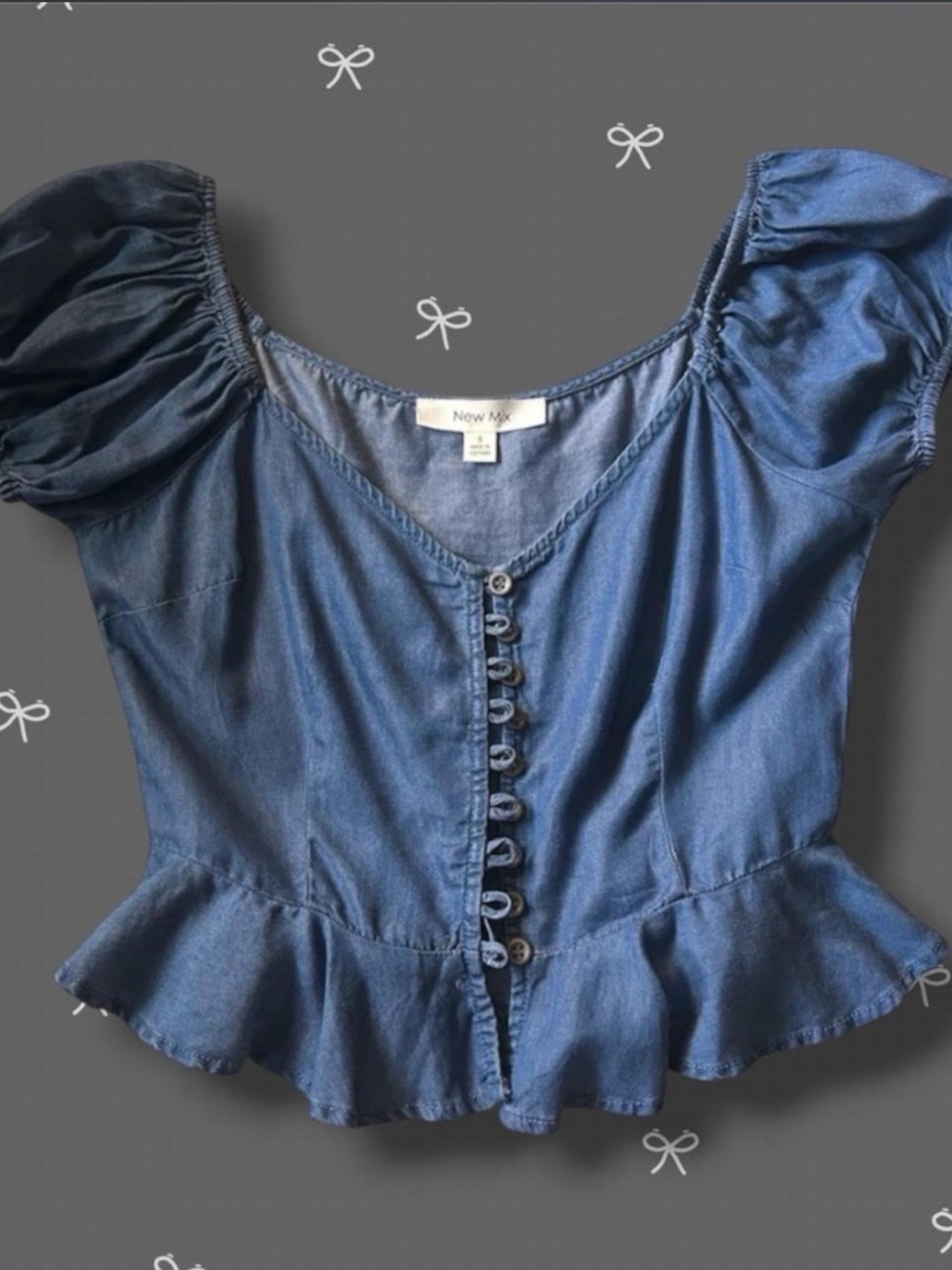Women’s Denim Peplum Crop Top
